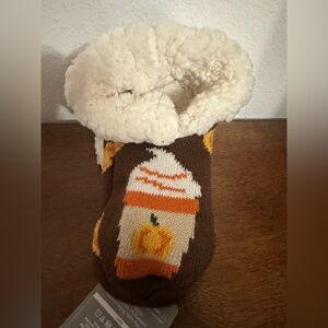 Pumpkin spice cozy plush warm fuzzy socks by Serra grippie socks new size 4-10